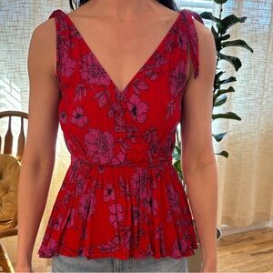 Floral Red and Purple Blouse